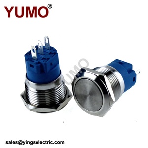 19mm Flat Head ABS19s-P1 Momentary IP67 Metal <strong>Push</strong> <strong>Button</strong> (1NO/<strong>1NC</strong>) - Product Image 2