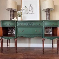 Mueble de Madera Maciza de Roble Francés con Altura Ajustable, Mesa Auxiliar de Almacenamiento Tallada de Estilo Neoclásico Europeo, Separador de Pasillo Retro