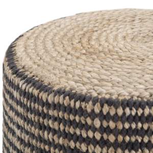 DB Larissa Pouf rond en rotin tressé Accent maison élégant et fonctionnel avec rangement amovible pour chambre ou entrepôt - Product Image 3