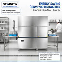Lave-vaisselle à convoyeur en acier inoxydable, monobac, monorinçage, monoséchage, compact, économe en énergie, pour hôtels, restaurants et cantines