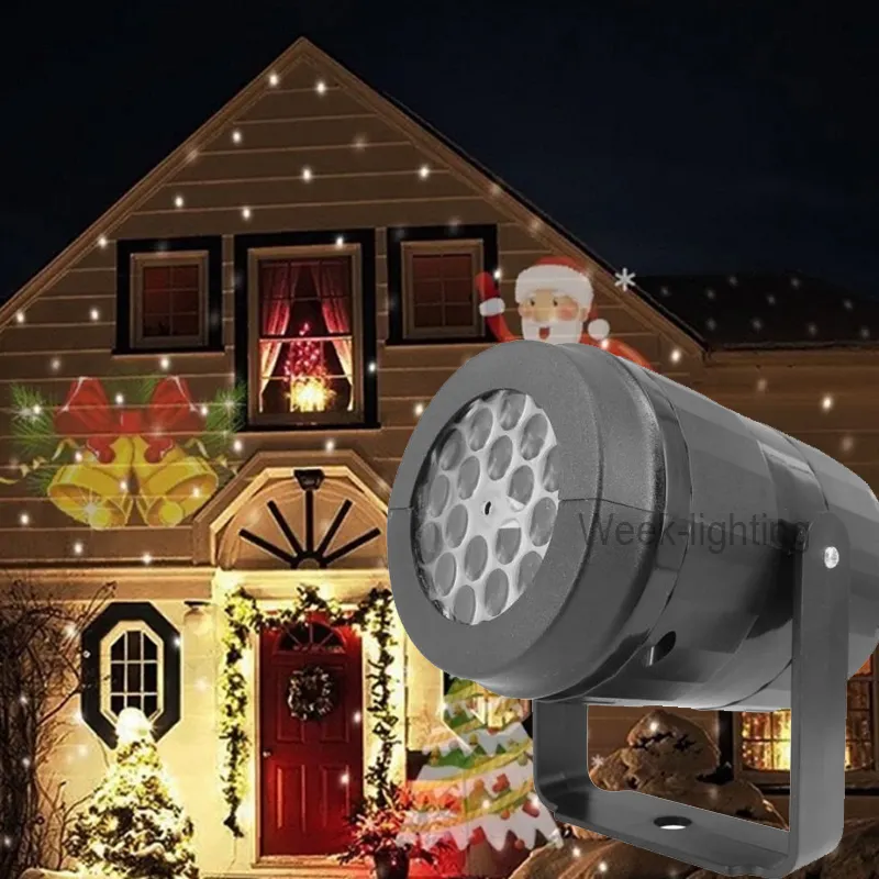 Proyector láser de copos de nieve para Navidad, luces LED de Navidad para discotecas, decoración interior de jardín y hogar, 12 patrones