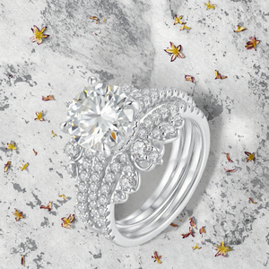 Anillo de Compromiso y Boda de Plata de Ley 925 con Moissanita de Corte Redondo, Joyería Fina de Lujo para Mujer - Product Image 2