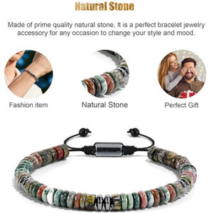 Pulsera de piedra de Ábaco de sangre de dragón Natural para hombres y mujeres, pulsera trenzada con cierre de Metal ajustable con cuentas, regalo - Product Image 3