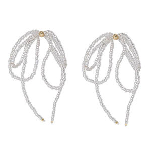 Pendientes de gota de borla con cuentas de lazo exquisito único para mujer, estilo fresco dulce, joyería de oreja versátil, diseño de nicho, tendencia de moda - Product Image 6