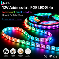 Tira de LED WS2815 DC12V RGB SMD5050 direccionable individualmente, 60 píxeles por metro, señal dual, transmisión continua, PCB de 10 mm