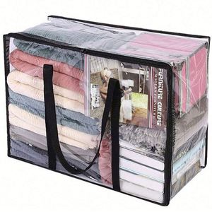 <b>Vinyl</b> Moving Tote Clothes Clear <b>Storage</b> Bag for Comforter Blanket Bedding Toys Large Acity 55L PVC Multifunction Square 1000 Pcs - Product Image 1
