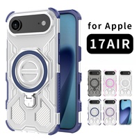 Funda Magnética Antigolpes con Amortiguación de Aire para iPhone 17 Air 16 Pro Max, Soporte Anillo Fuerte, Carcasa Trasera Blindada Antichoque