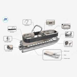 Barco pontón de fibra de vidrio de yate eléctrico de lujo de diseño de moda con remolque de barco y motor - Product Image 3