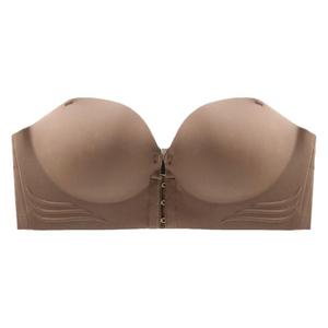 Soutien-gorge sans bretelles sans coutures pour femme, fin, respirant, à boutonnage frontal, push-up, avec logo sur le devant de la coque et boucle frontale - Product Image 4