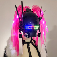 Masque Punk noir lumineux avec tresses LED brillant PunkMask Cosplay pour hommes masque Techwear futuriste masque complet Cosplay