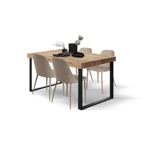 Rustic Oak <b>Dining</b> <b>Table</b> 160x90 <b>Metal</b> U-Shaped <b>Legs</b> Internal Use - Product Image 3