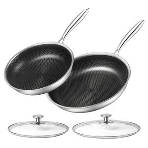 Hexclod Lai Đồ Nấu Nướng 8/10/12 Inch Đồ Nấu Nướng Chảo Không Dính Tổ Ong 20/24/28 Cm Tri-Lớp Thép Không Gỉ <span class=keywords><strong>Pan</strong></span> Set Skillets - Product Image 2