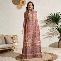 Vente en gros d'usine Robe tendance pour femmes Grande taille Robes décontractées amples Robe imprimée plissée Robes Miyake en tissu polyester