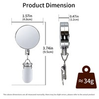 Clip à serviette rétractable en acier de 4 cm, entièrement métallique, anti-perte, antivol, facile à tirer, sans perçage requis