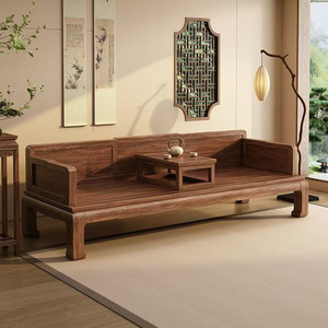 Chinese Style Luohan Bed Solid Wood <b>Sofa</b> With Tea Table Living Room Tatami Bed Convertible Furniture - Product Image 5