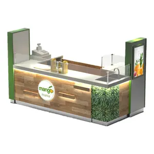 Kiosque de bar à jus en bois massif, comptoir de jus de fruits frais, présentoir pour smoothie, centre commercial à vendre,