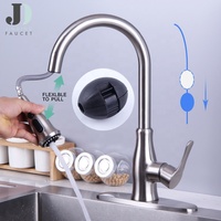 Capteur intelligent sans contact robinet mitigeur de cuisine évier robinet d'eau avec pulvérisateur extractible flex laiton nickel brossé monté sur le pont deux modes
