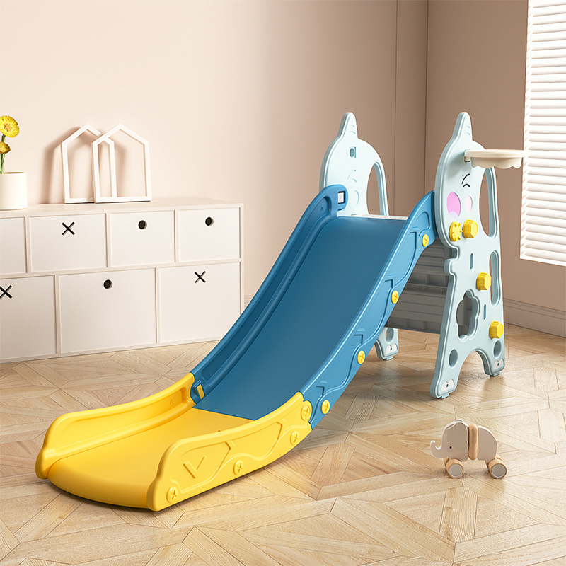 Toboggan licorne bleu - cadre à billes entièrement fermé avec barre de maintien haute.
