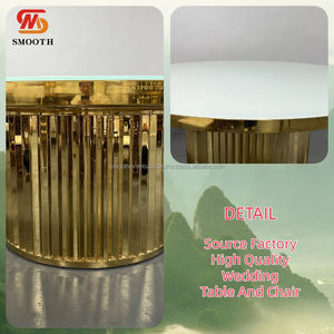 Mesa Elegante con Base Dorada y Textura de Mármol para Restaurante, Bodas, Fiestas y Eventos - Product Image 4