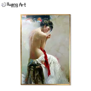 Bella donna nuda nuda indietro Sexy impressione ritratto immagine della parete pittura a olio fatta a mano per la decorazione della parete di casa immagine