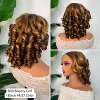 Proveedor Destacado: Peluca de Cabello Humano Virgen 100% SDD Bouncy Curl, Densidad 250%, con Frente de Encaje Transparente para Mujeres Negras