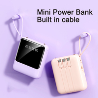 Nouvelle mini batterie externe 10000 mAh, chargeur portable haute capacité avec cordon, logo personnalisé, cadeau OEM