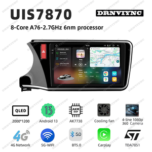 Système multimédia automobile Android 13 7870 2K, autoradio stéréo, caméra 360°, Carplay, DSP, WIFI, 4G, GPS pour Honda City GRACE 2014 - <span class=keywords><strong>2017</strong></span> - Product Image 2