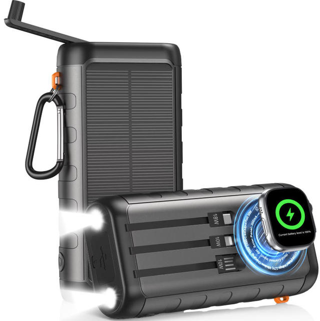 High Capacity 30000mAh Power Banks Emergency Waterproof Outdoor Camping Compass Manual Hand Crank Solar Power Station