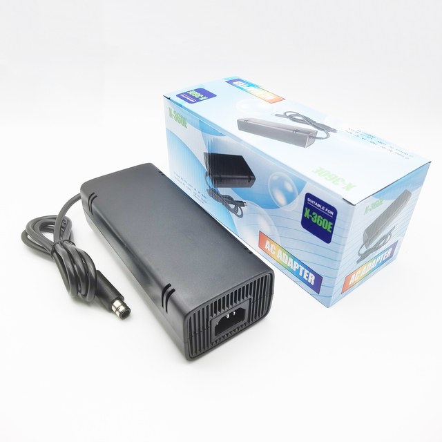 AC Adapter Power Supply for Xbox 360 E with EU/USA/UK/AU Plug Standards Black Color