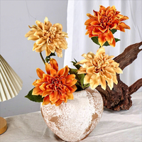 Bunga Dahlia Buatan Tangkai Tunggal PU Sentuhan Realistis Kepala Besar untuk Dekorasi Meja Pernikahan, Rumah, Hotel, Pesta, Acara Musim Gugur