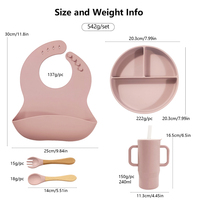 Ensemble d'alimentation en silicone pour bébé, assiette ronde à 3 compartiments, sans bol, plat souple sans BPA pour tout-petits, facile à transporter