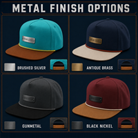 Casquette personnalisée à 5 panneaux avec logo métallique, visière plate, réglable, style color block, streetwear, fournisseur en gros