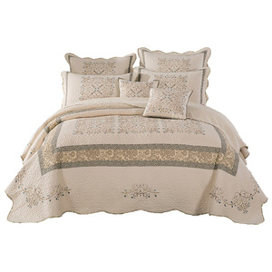 Set Copriletto in Puro Cotone di Alta Qualità, Moderno, per Tutte le Stagioni, Doppio Lato Ricamato, 200TC, Lavabile, con Motivo Floreale - Product Image 5