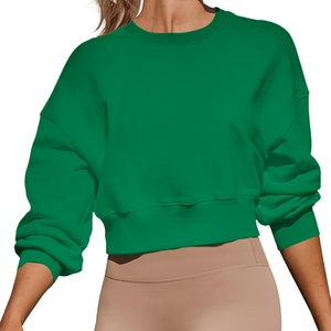 Vêtements de sport pour femmes, hauts pour femmes, sweat-shirts courts à manches longues et col rond pour femmes, pulls décontractés en polaire confortables - Product Image 5