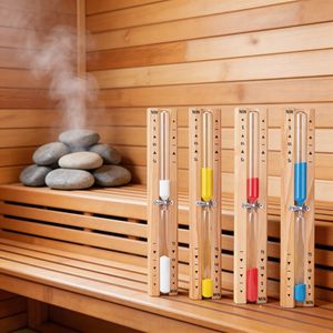 Reloj de arena de madera para sauna, resistente al calor, de 5, 10 y 15 minutos, para montar en la pared, para baño y spa - Product Image 1