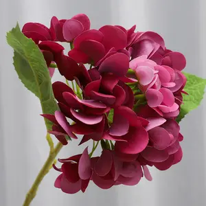 AF0224 Vente en Gros de Luxe Blanc Real Touch Hortensias Fleur Soie Fleurs Artificielles Hortensia Pour Mariage