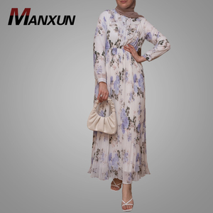 New Arrival <strong>Abaya</strong> Latest <strong>Models</strong> Fashion Floral Long Sleeve Pleated <strong>Abaya</strong> Women Muslim Dress Islamic Clothing Wholesale - Product Image 1