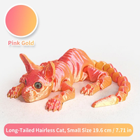 Figurine de chat sans poils imprimée en 3D de 19,6 cm, statue de chat réaliste sans fourrure, queue flexible, décoration de bureau