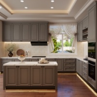 Aige 2026 Meubles modernes personnalisés en bois MDF mélaminé, ensemble complet d'armoires de cuisine avec évier, armoire de cuisine modulaire