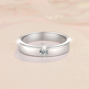 Eternity Jewelry S925 纯银单石戒指 GRA 证书 0.2 克拉 VVs1 莫桑石结婚戒指 男女款 - Product Image 3