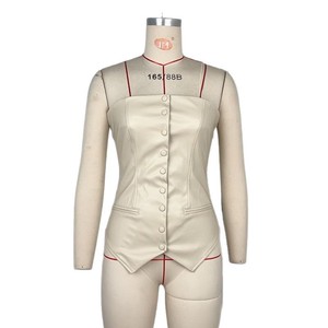 New PU Leather Sexy Backless V-neck Tight-fitting Women's <b>Top</b> Fashion - Product Image 5