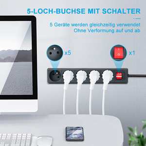 Bộ Lọc Mạng Kiểu Pháp Gia Dụng Dây Nối Dài Nguồn 5 Chiều Ổ Cắm Dây Nguồn - Product Image 6