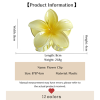 Lot de pinces à cheveux fleur frangipanier, grandes pinces à cheveux tropicales en plastique, pinces à cheveux requin à fleurs dégradées pour femmes