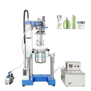 Reactor de laboratorio de acero inoxidable de vidrio de 5 litros, crema cosmética, loción emulsionante homogeneizadora Visual, mezclador emulsionante al vacío - Product Image 1