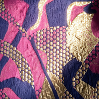 Kain Brokat Jacquard Afrika Abstrak Metalik 100% Poliester Anti Kusut 150-200gsm untuk Pakaian Anak Perempuan & Kerajinan Gaun
