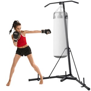 Support de <span class=keywords><strong>sac</strong></span> de <span class=keywords><strong>boxe</strong></span> autoportant en métal noir avec barre de traction, support robuste pour l'entraînement de <span class=keywords><strong>boxe</strong></span> - Product Image 3