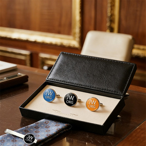 Ensemble de boutons de manchette et de barrette à cravate <span class=keywords><strong>JW</strong></span> Emblem avec logo personnalisé, vente en gros d'usine, accessoires de mode en métal pour hommes - Product Image 6