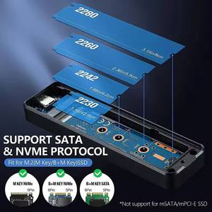 อะแดปเตอร์กล่องหุ้ม M.2 SATA NVME แบบ Dual Protocol กล่องใส่ M2 SSD กล่องภายนอก NVME USB C 3.2 Gen2 10Gb M2 SATA 6Gb UASP Trime <span class=keywords><strong>RTL9210B</strong></span> - Product Image 3