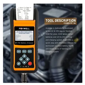 A + foxwell bt780 12V pin Tester 0-1000a xe AGM Gel ebp Pin Analyzer được xây dựng trong máy in 12V-24V bắt đầu hệ thống sạc - Product Image 3