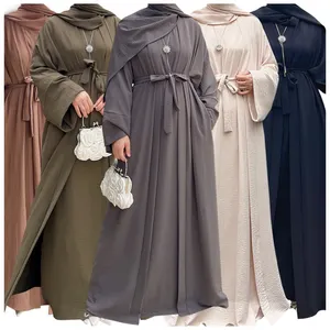 Islam Kleidung Dame Tasche Kleid Truthahn Dubai 2 Stück Set schwarz muslimisches Kleid Abaya